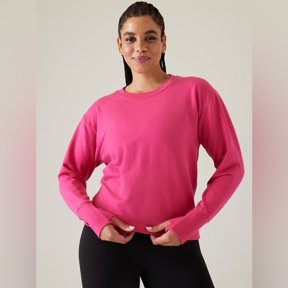 Athleta Solitude Sweatshirt in Tulip Pino Heather Size Medium - Picture 1 of 6